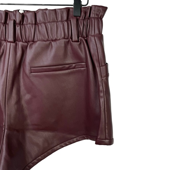 NWT SEA New York Lena High Waist Burgundy Vegan Leather Shorts - Picture 9 of 12